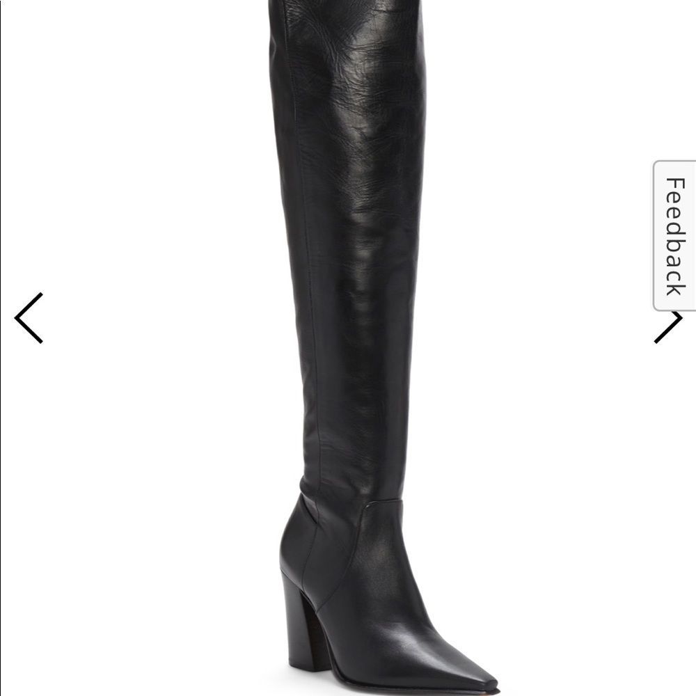 NWT VINCE CAMUTO DEMERRI OVER THE KNEE BLACK BOOTS SEXY LEATHER POINTED … - Picture 9 of 12